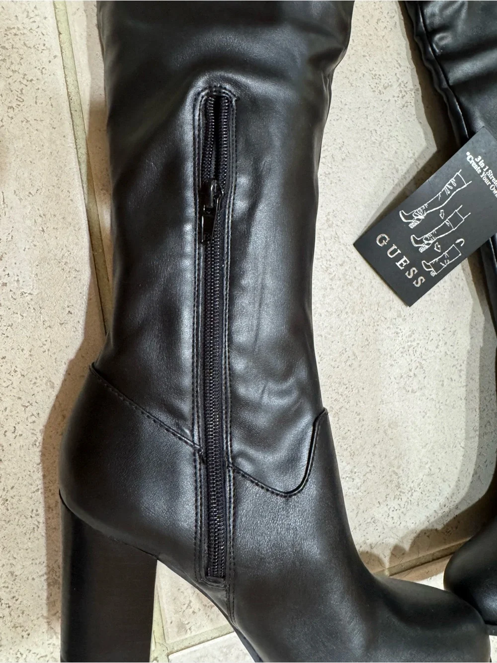 GUESS Black Faux-Leather Over-the-Knee Block Heel Boots